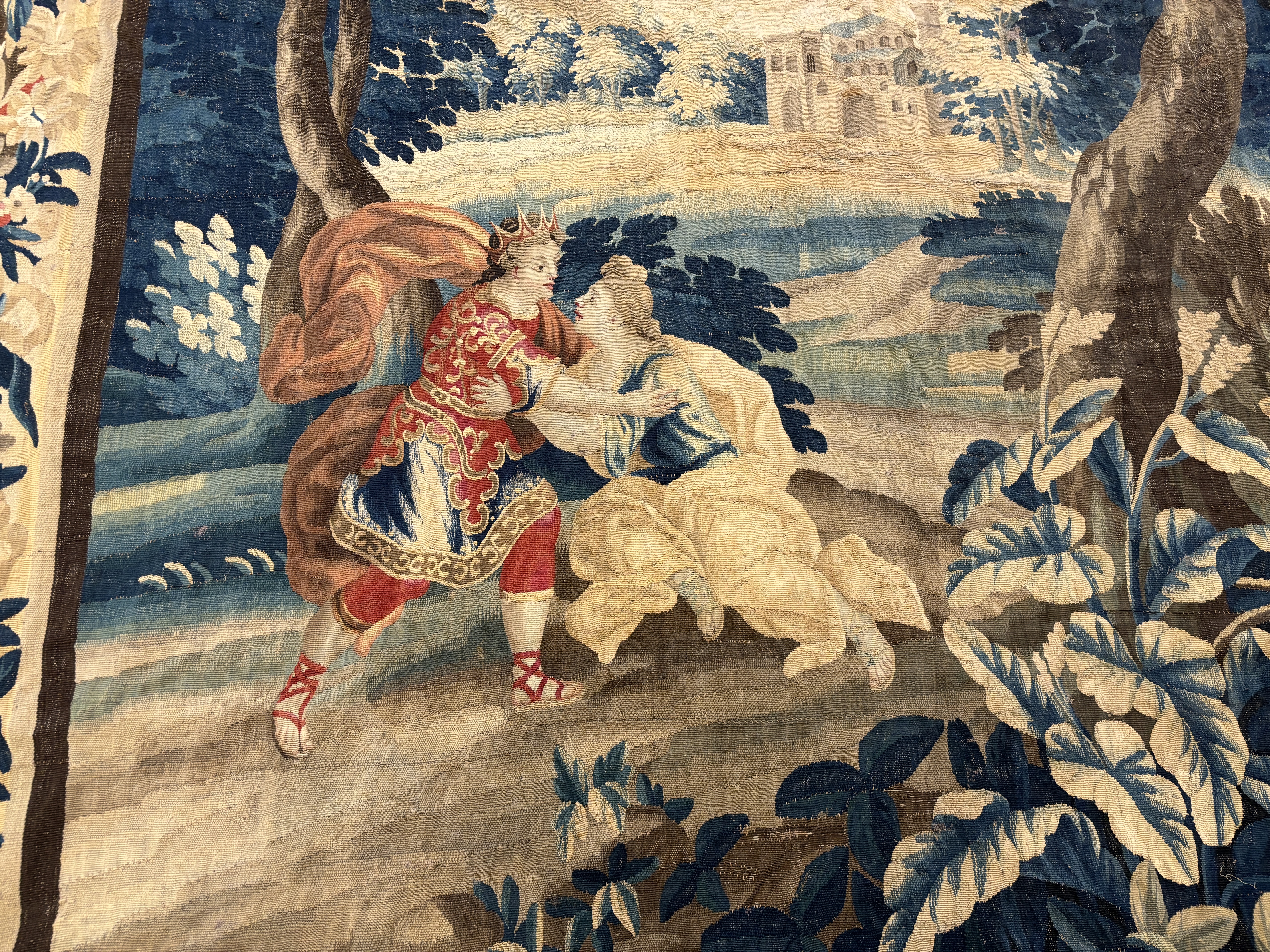 A late 18th century Brussels Verdue figurative tapestry, 332 x 254cm